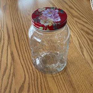 Floral Red Lid Glass Jar 🌺